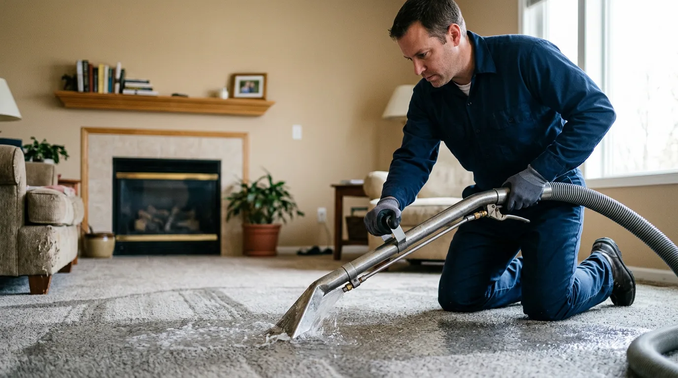 Water damage restoration technician working near Williamson, IA